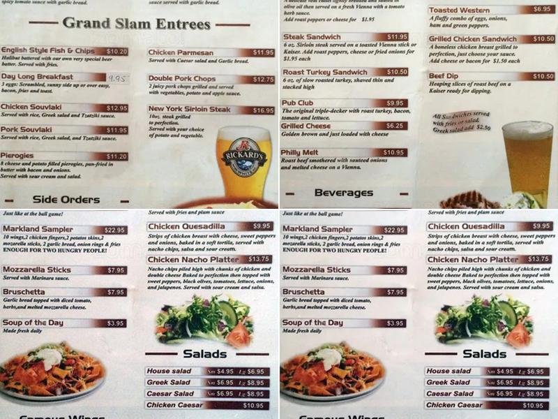 Markland Restaurant & Pub Menu