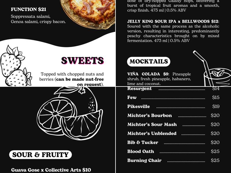 Function Bar + Kitchen Menu