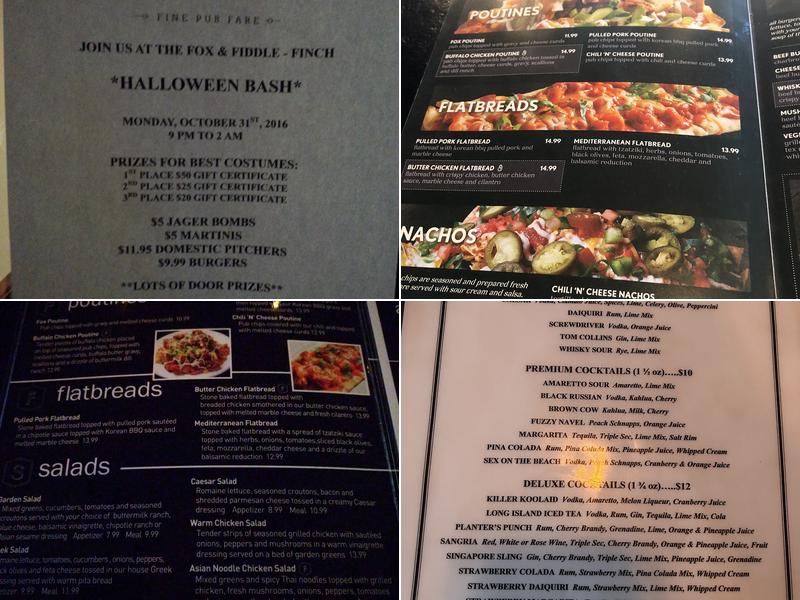 Fox & Fiddle Menu