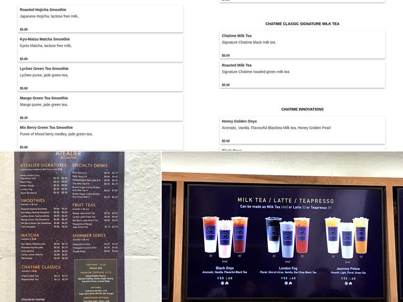 Chatime Atealier Menu