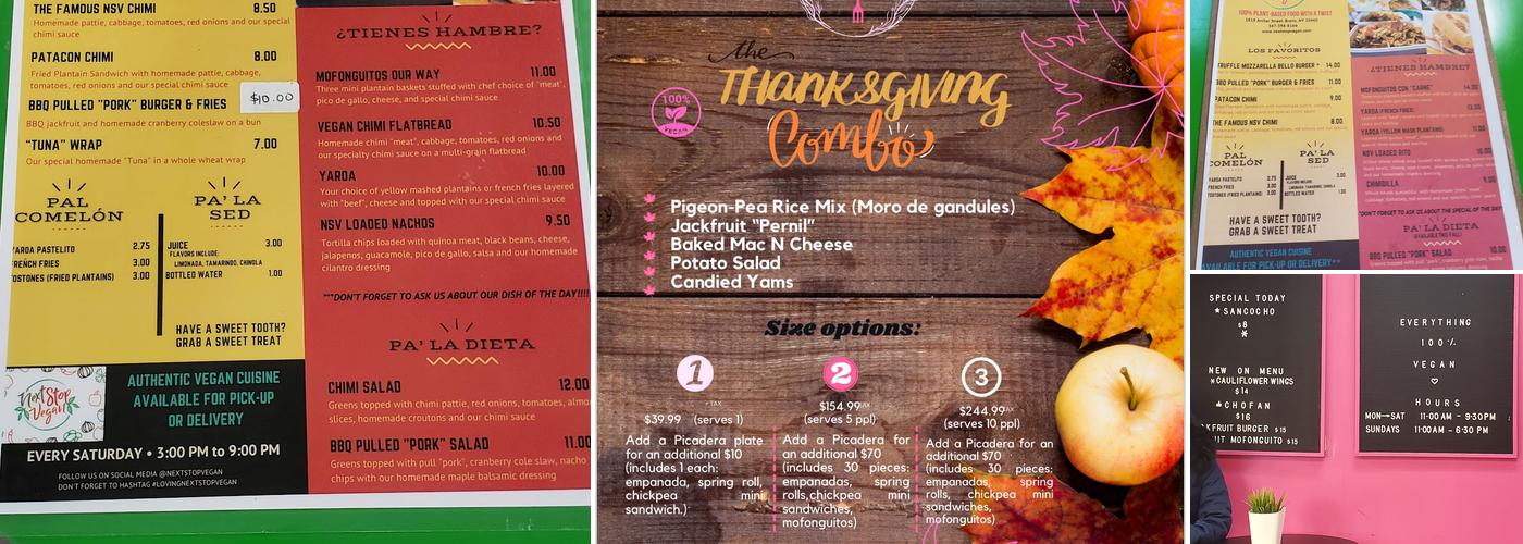 The Vegan Factory Menu