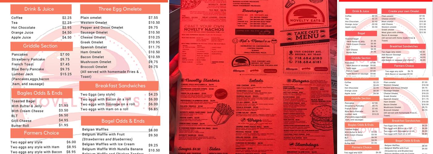 Novelty Eats Menu
