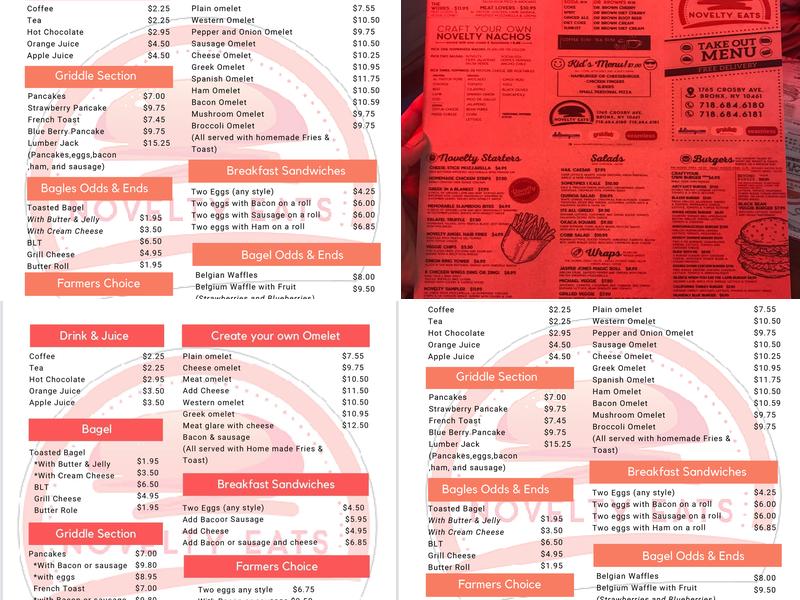 Novelty Eats Menu