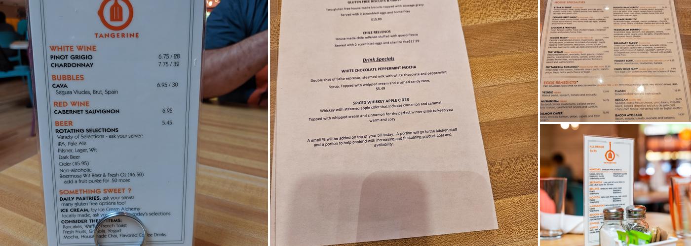 Tangerine - Longmont Menu