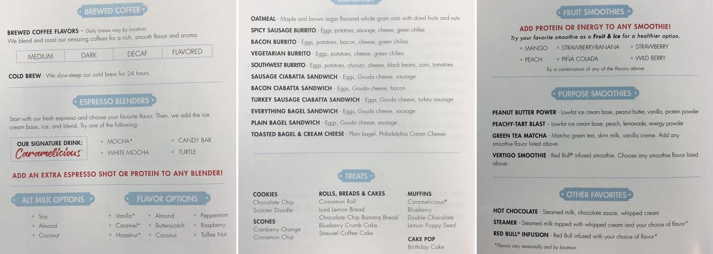 Scooter's Coffee Menu