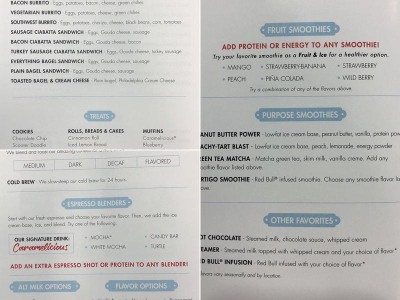 Scooter's Coffee Menu