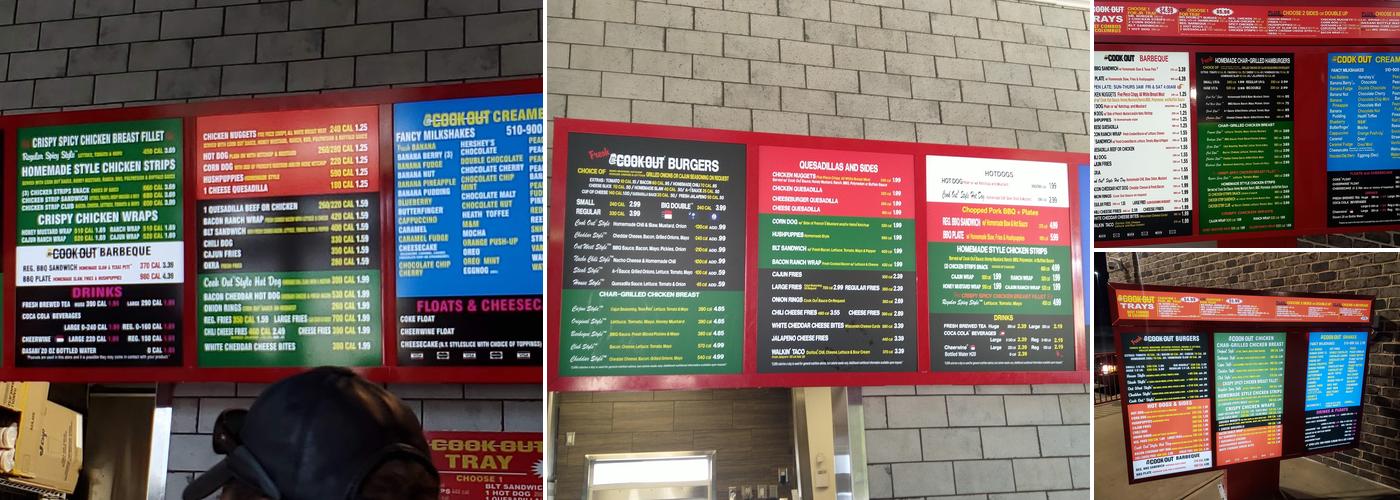 Cook Out Menu