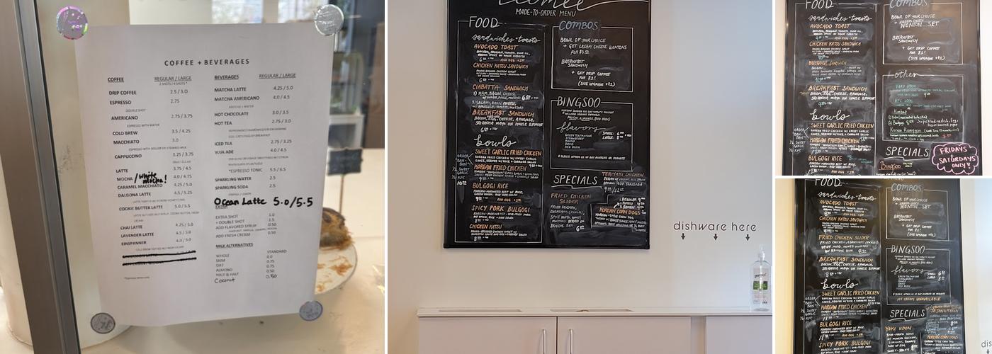 HeeMee Coffee + Bakery Menu