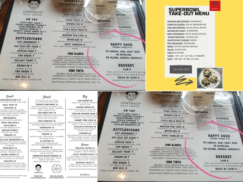 Centrico Taqueria Tequila Bar Menu