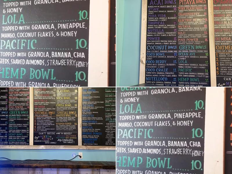 Playa Bowls Menu