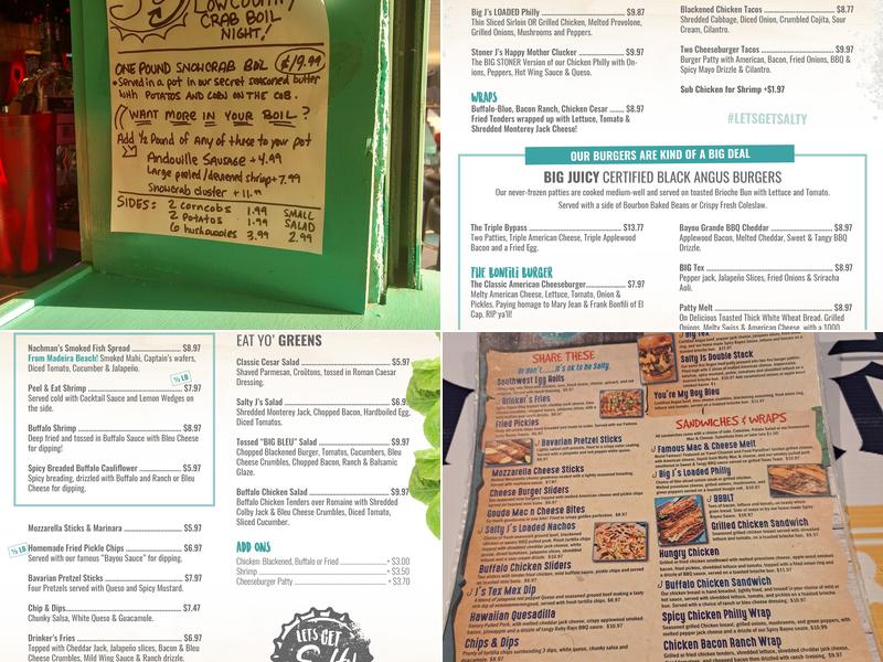 Salty J's Menu