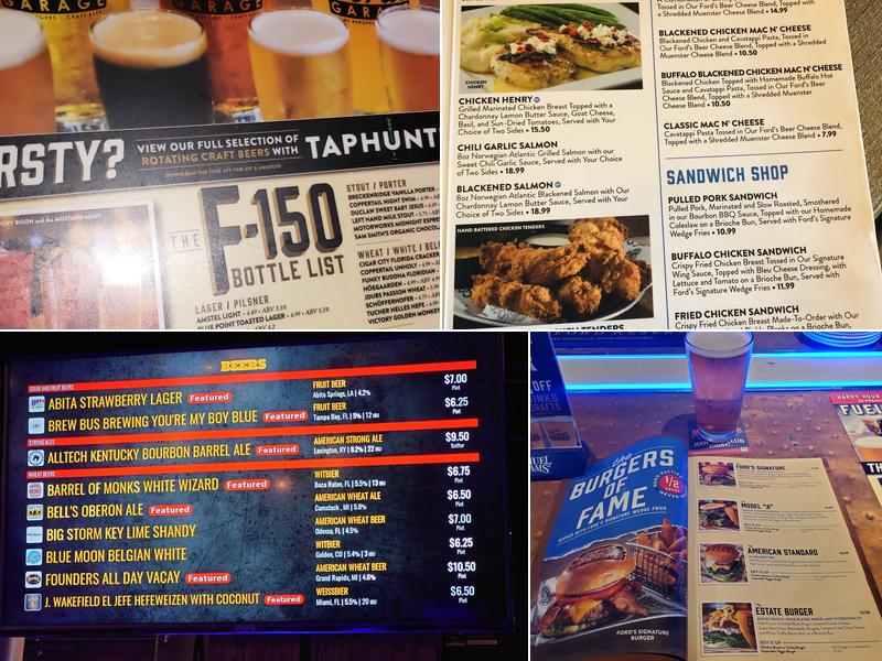 Ford's Garage Wellington Menu