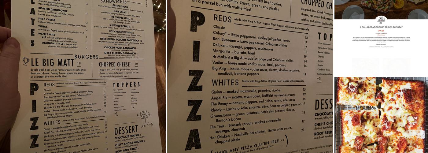Emmy Squared Pizza: Green Hills - Nashville, Tennessee Menu