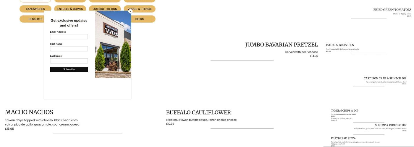 Central City Tavern - Sugar Hill Menu