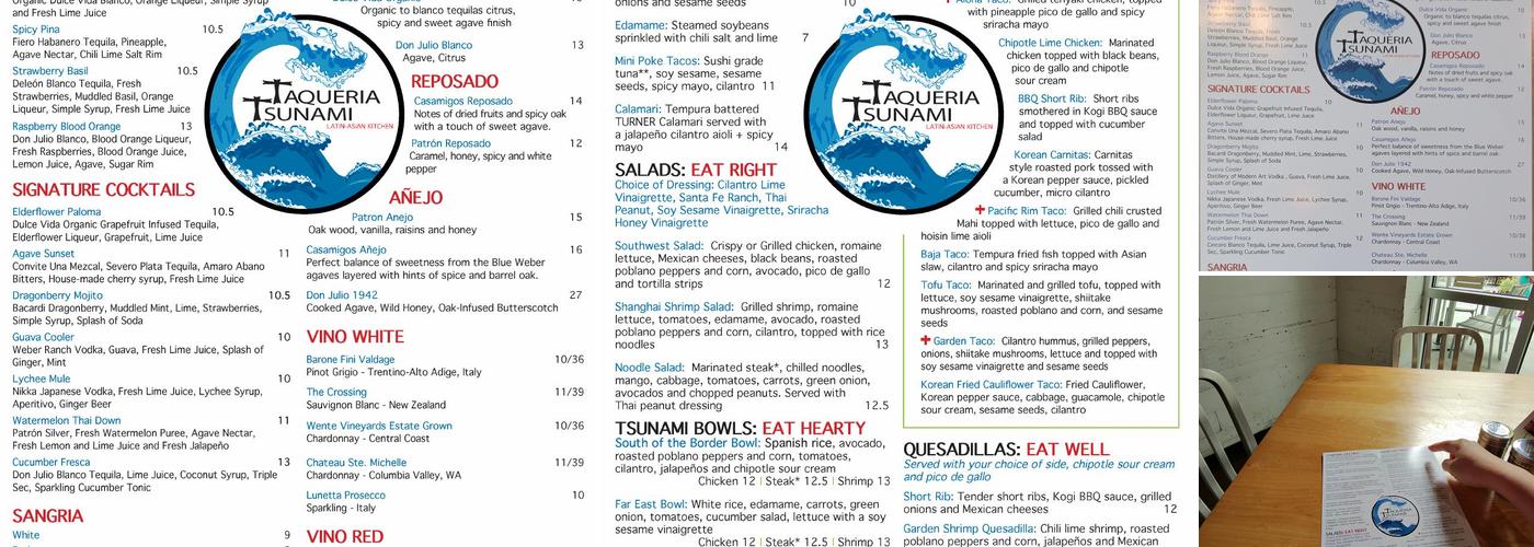 Taqueria Tsunami Menu