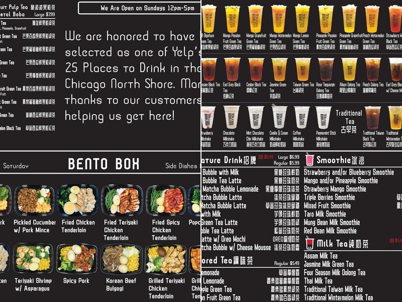 TEAlicious BUBBLE Menu