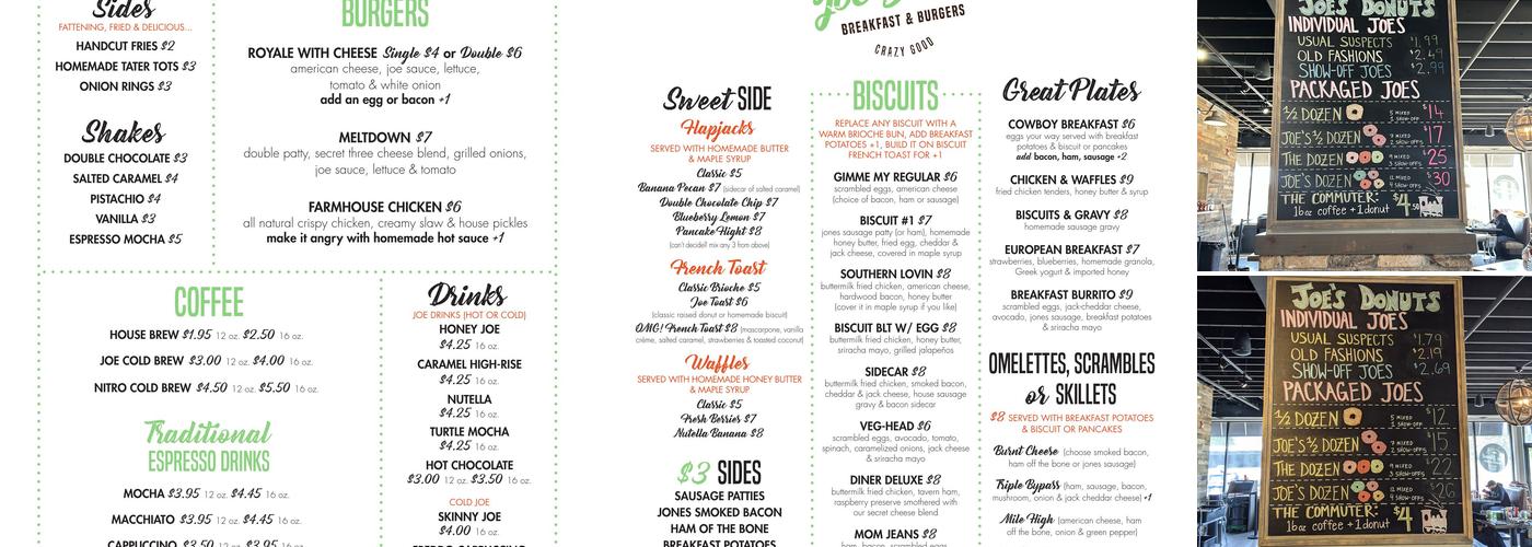 Joe Donut Menu