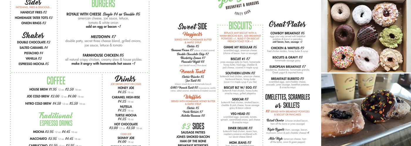 Joe Donut Menu