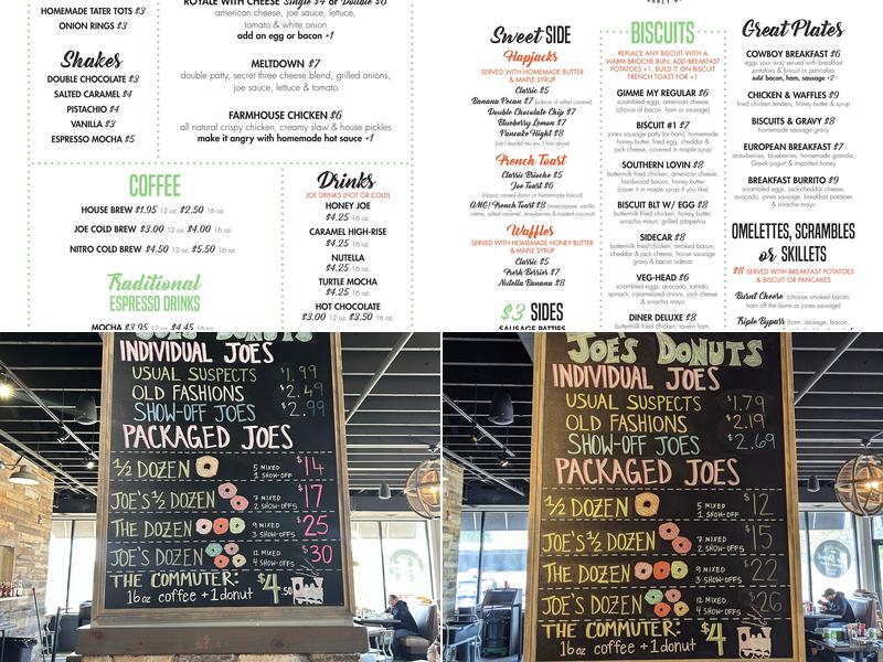 Joe Donut Menu