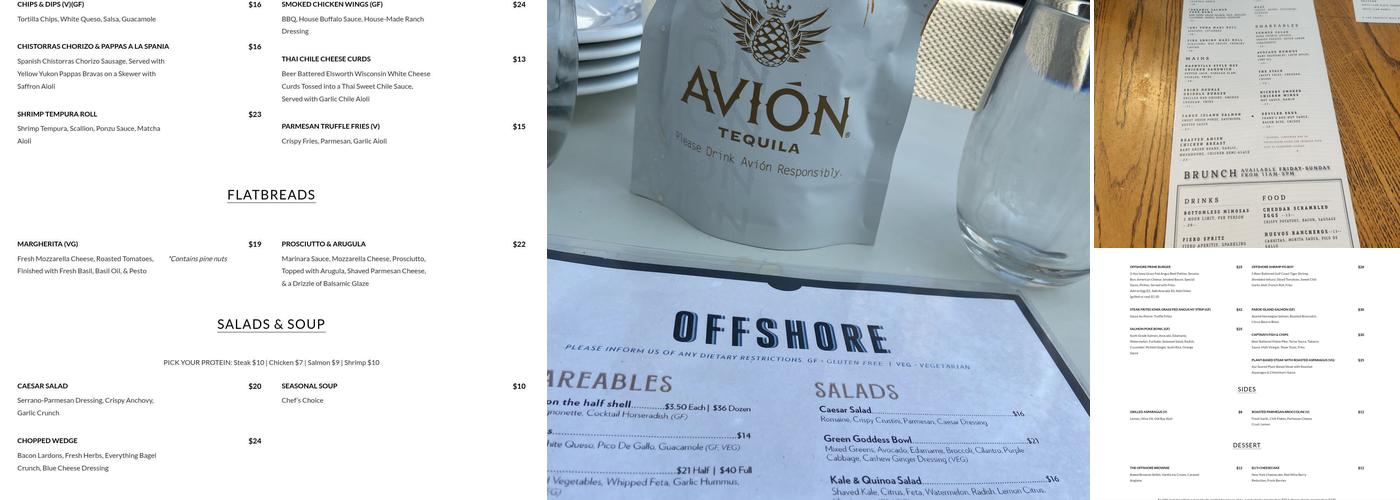 Offshore Rooftop Menu