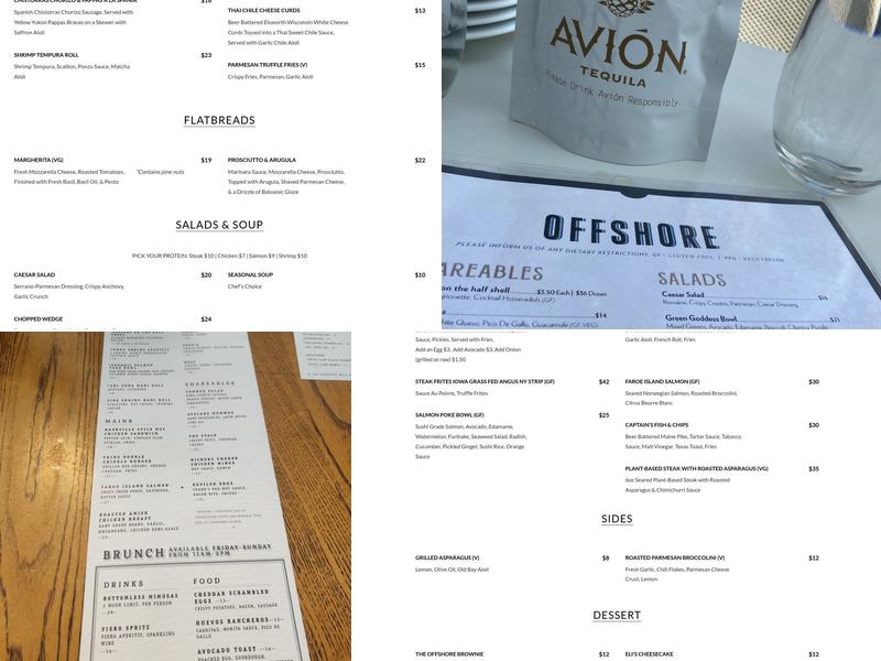 Offshore Rooftop Menu