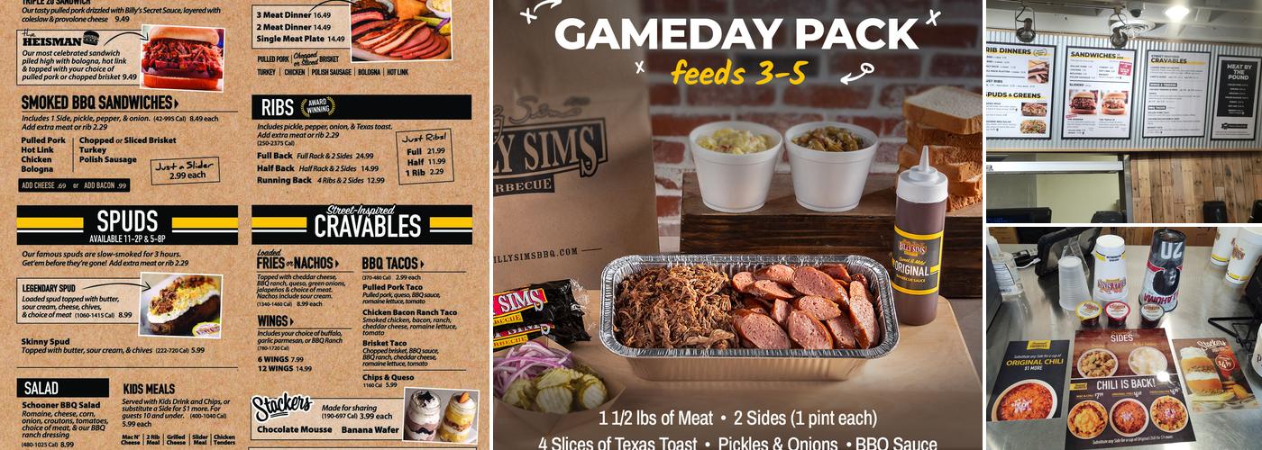 Billy Sims BBQ Menu