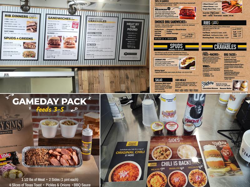 Billy Sims BBQ Menu