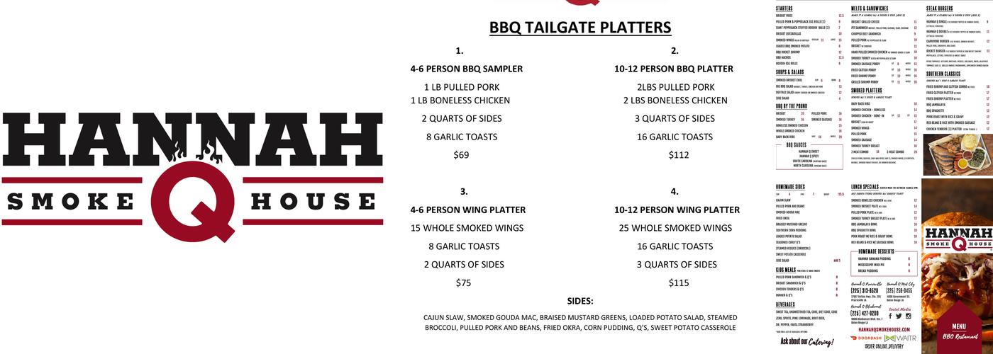 Hannah Q Smokehouse Menu