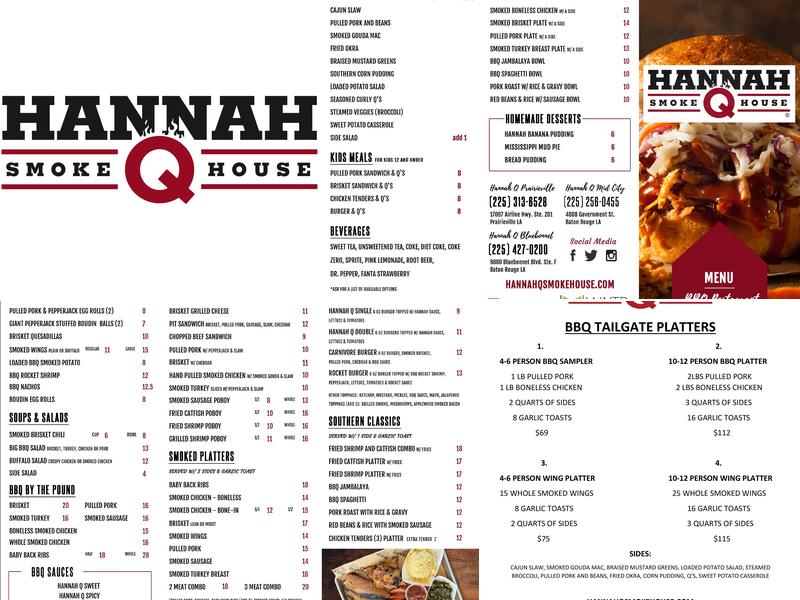 Hannah Q Smokehouse Menu
