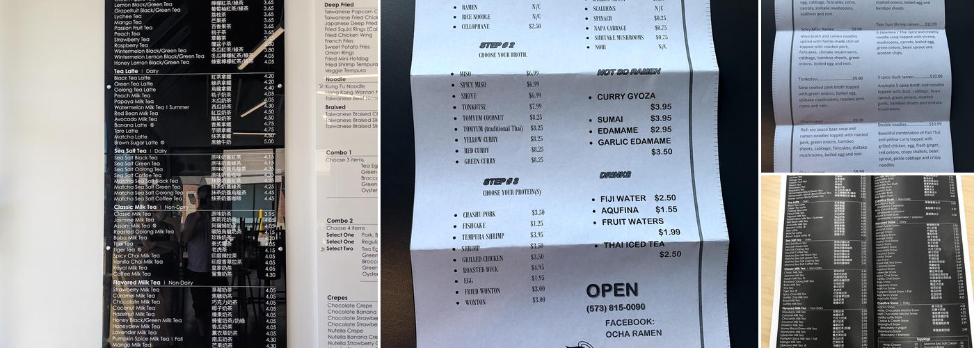 Bubblecup Tea Zone Menu