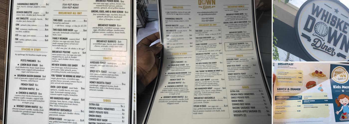 Whiskey Down Diner Menu
