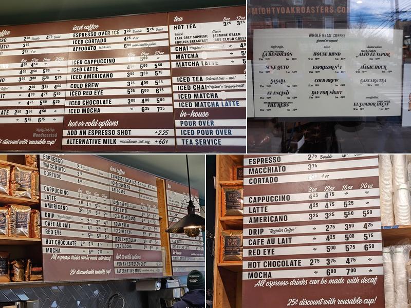 Mighty Oak Roasters Menu