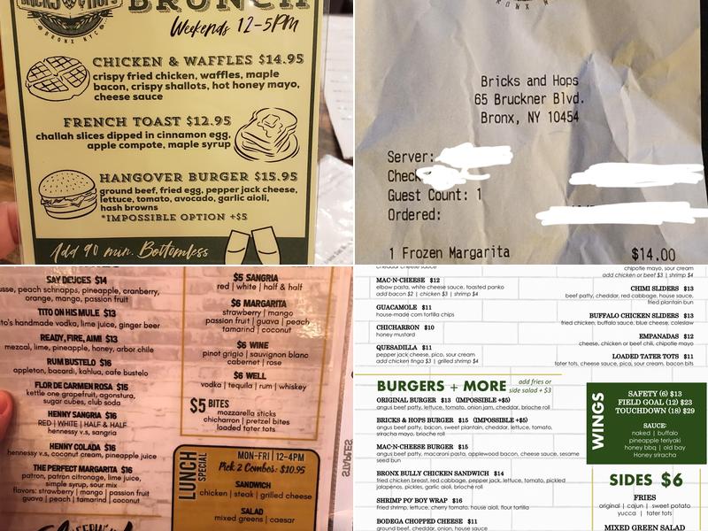 Bricks & Hops Menu