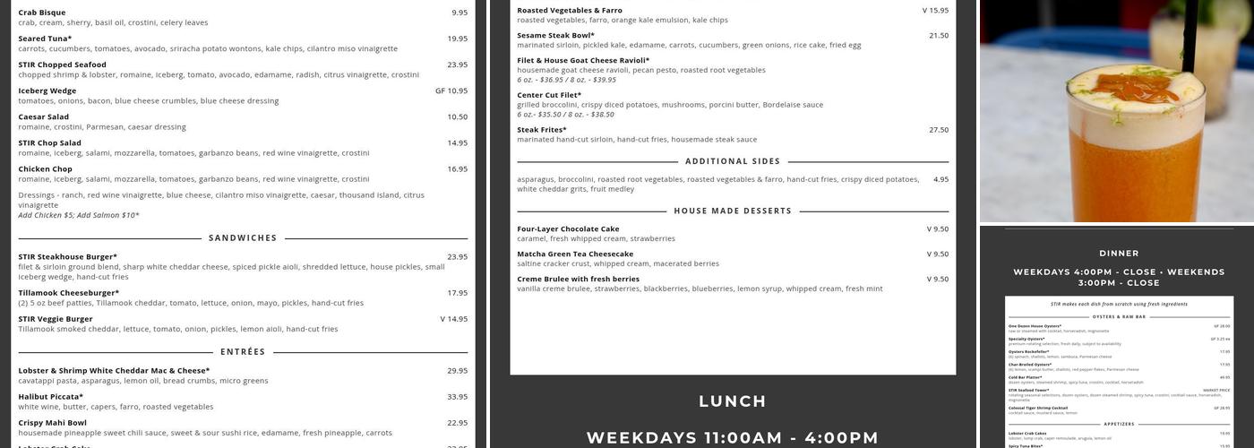 STIR Menu