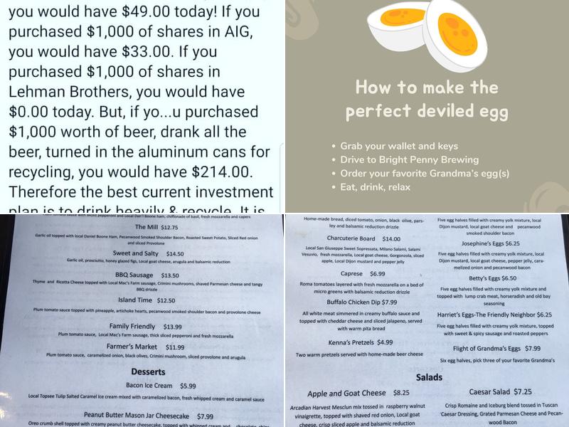 Bright Penny Brewing Menu