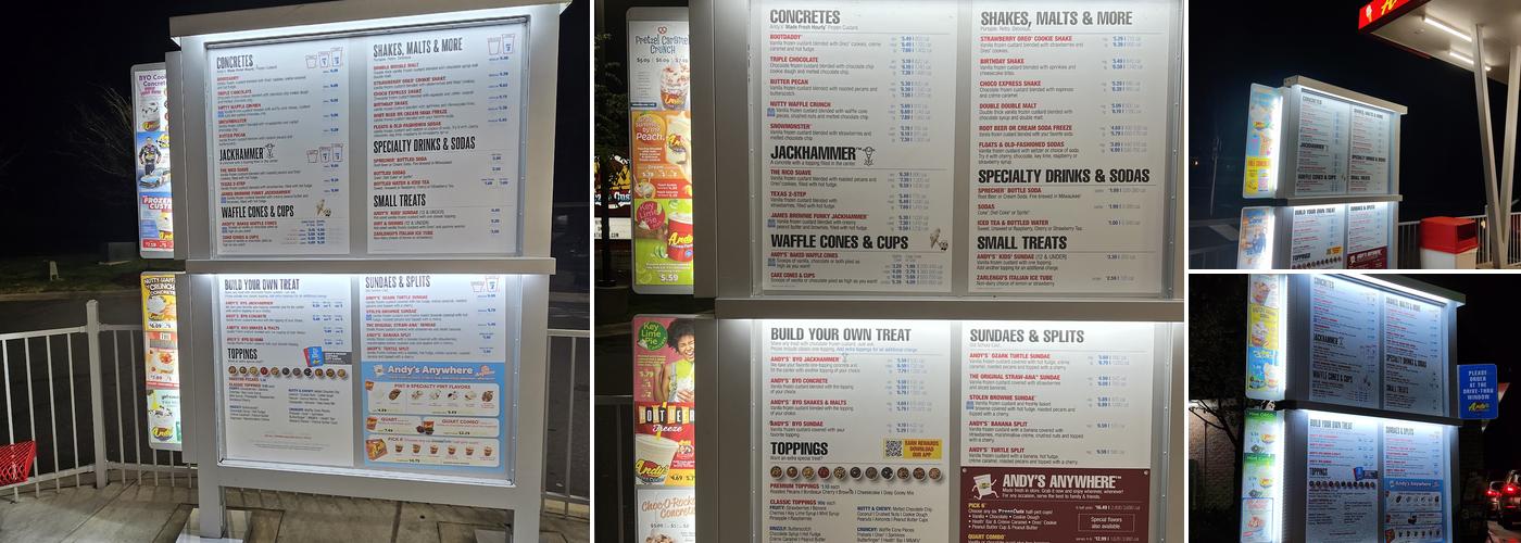 Andy's Frozen Custard Menu
