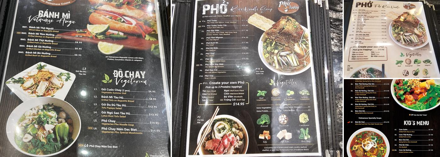 Pho Today Menu