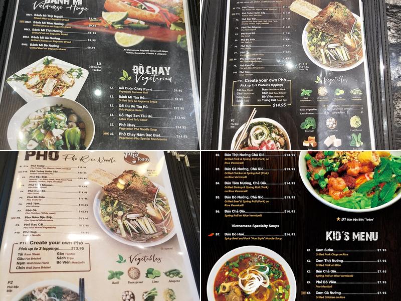Pho Today Menu
