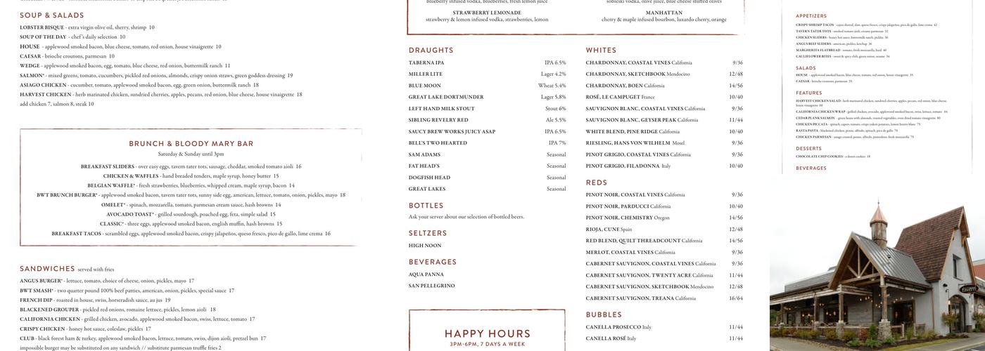 Burntwood Tavern Menu