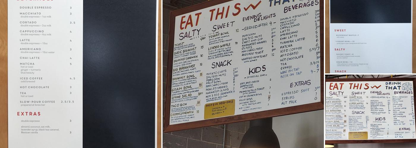 Lucy's Snackbar Menu