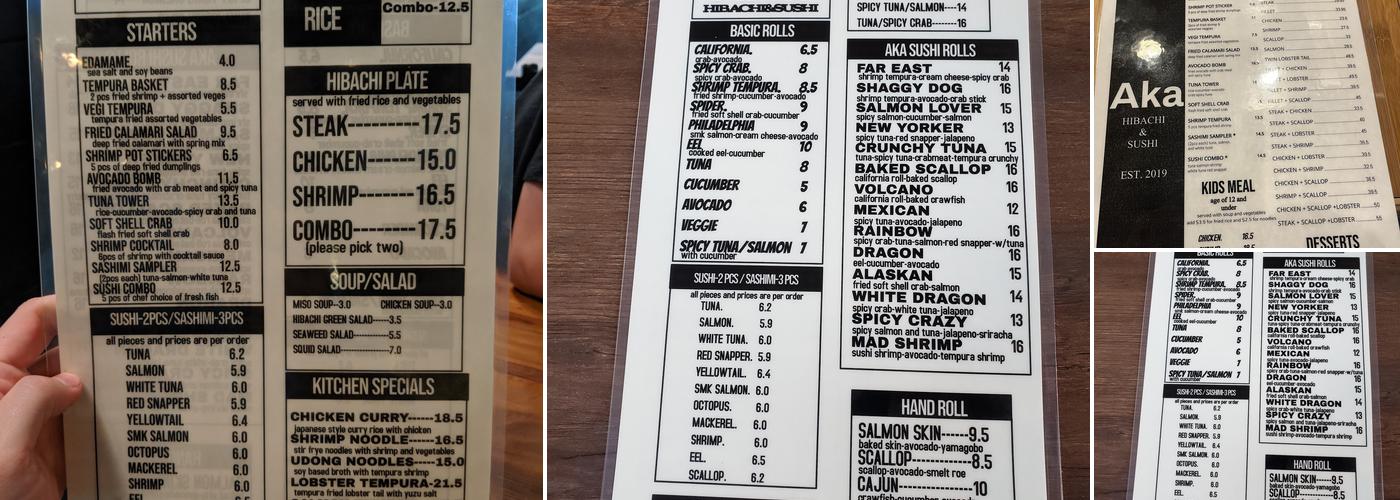 Aka Hibachi & Sushi Menu