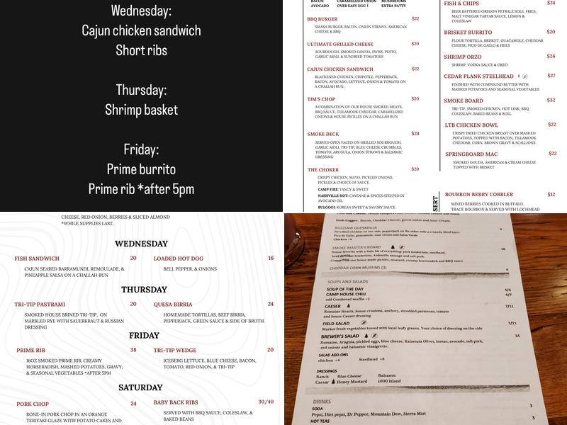 Long Timber Brewing Menu