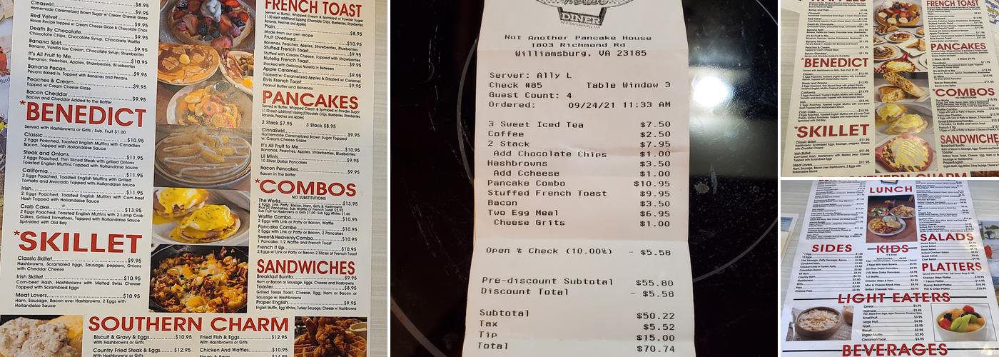 Not Another Pancake House Menu