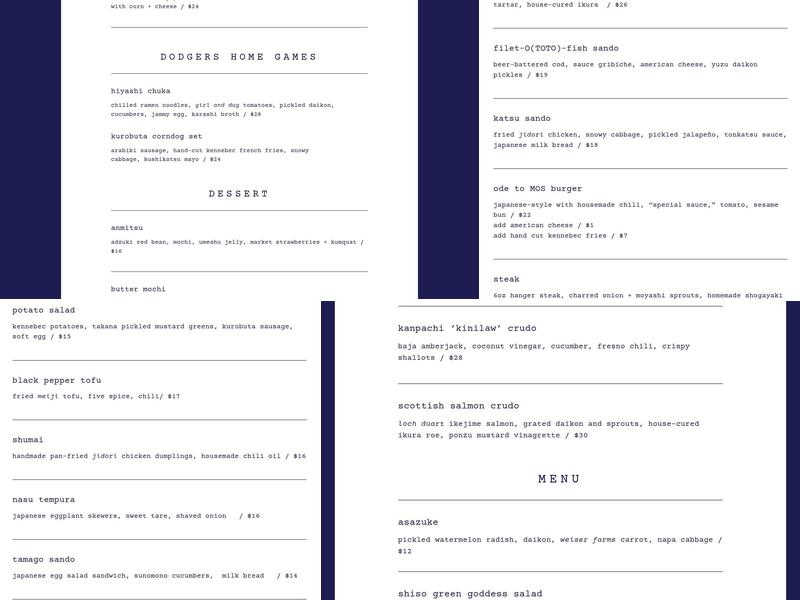 OTOTO Menu