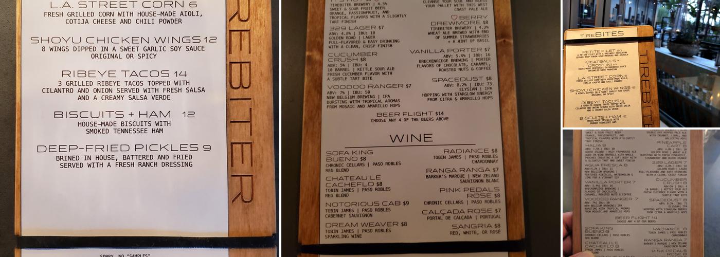 Tirebiter Brewery Menu