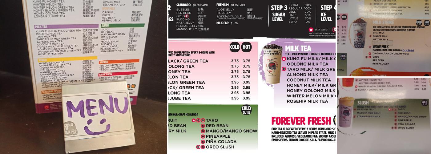 Kung Fu Tea Menu
