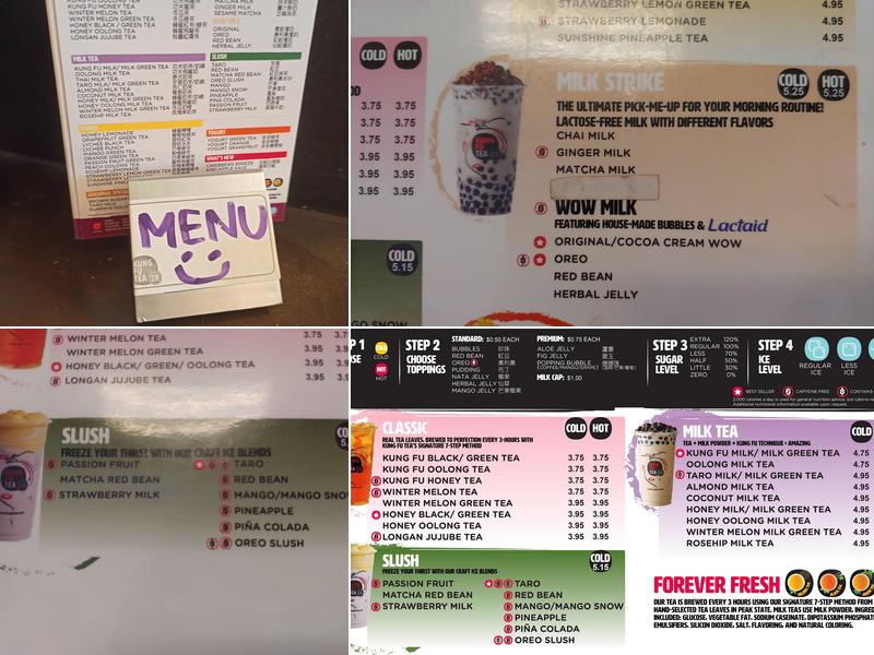 Kung Fu Tea Menu