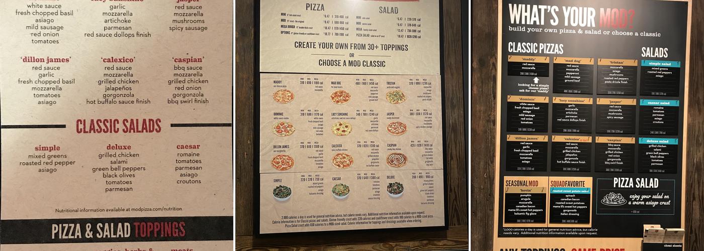 MOD Pizza Menu
