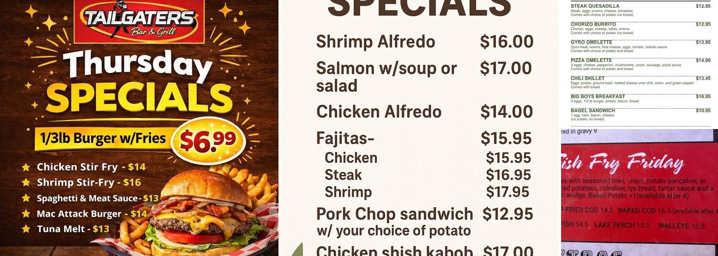 Tailgaters Bar & Grill Menu