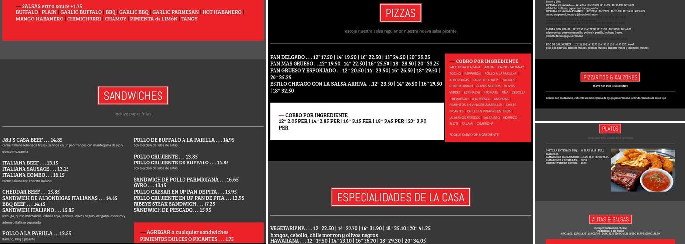 J & J Pizza Menu
